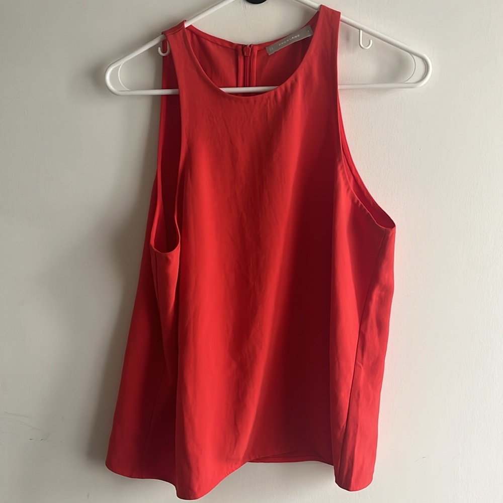 Everlane Japanese Go Weave High Neck Top - POPPY Color, size 8